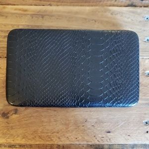 Faux snake skin clutch